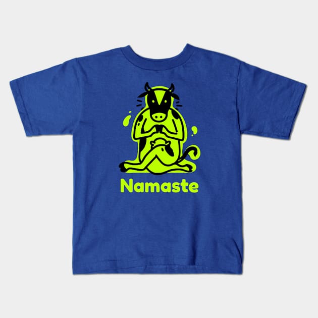 Cow Namaste Yoga Kids T-Shirt by Spirit Animals 21